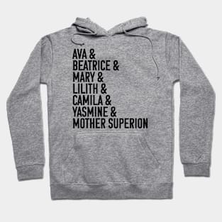 Character names (v3 black text) - Warrior Nun Hoodie